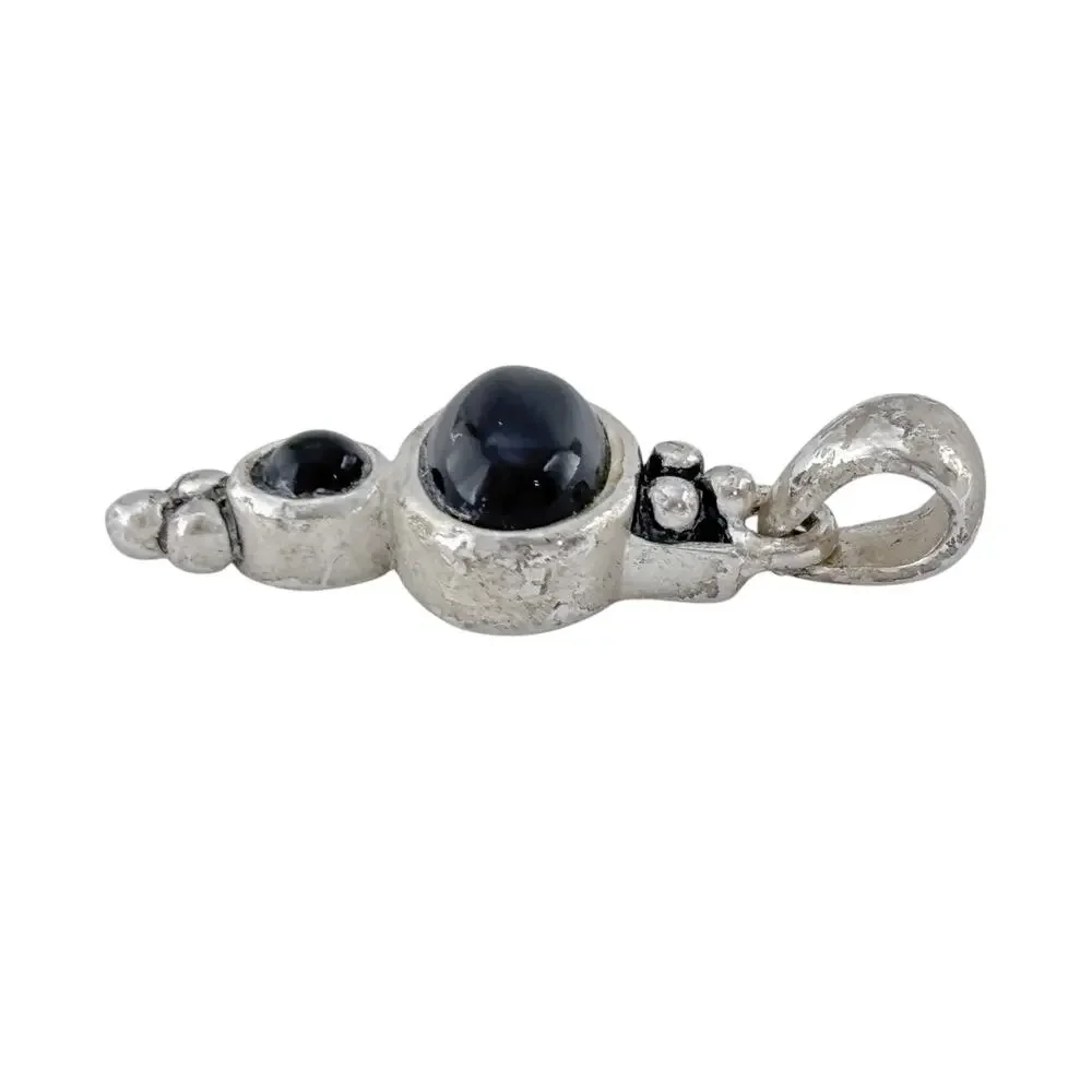 Vintage Sterling Silver 925 Onyx Hinge Pendant